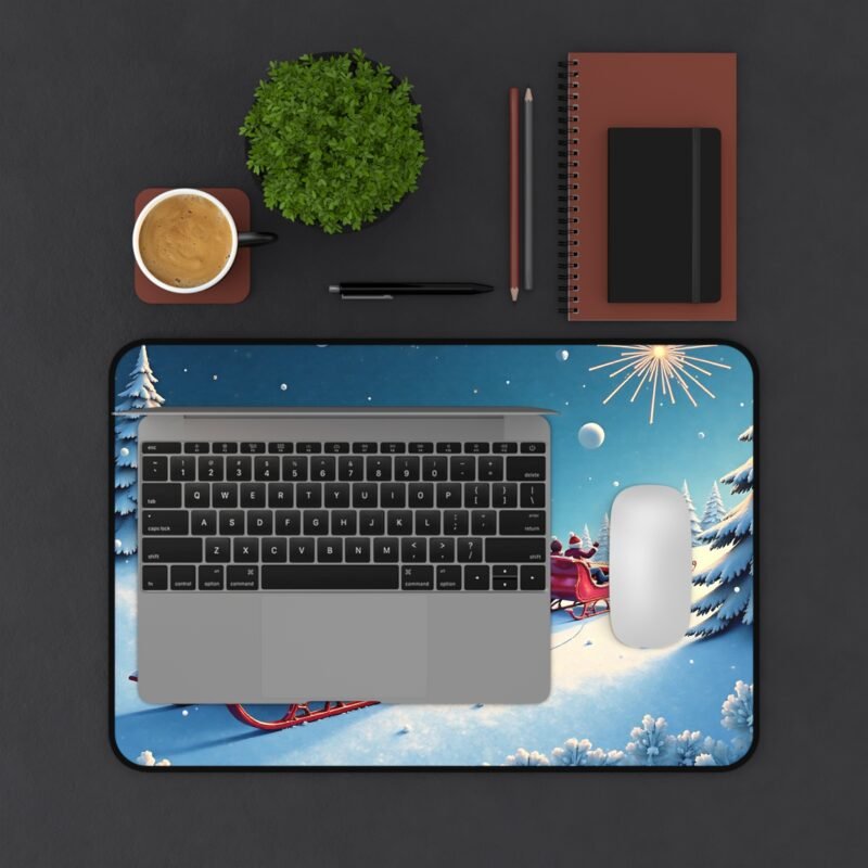 Christmas Desk Mat Sleigh Ride Design Festive and Winter-Themed Office Decor - Image 3