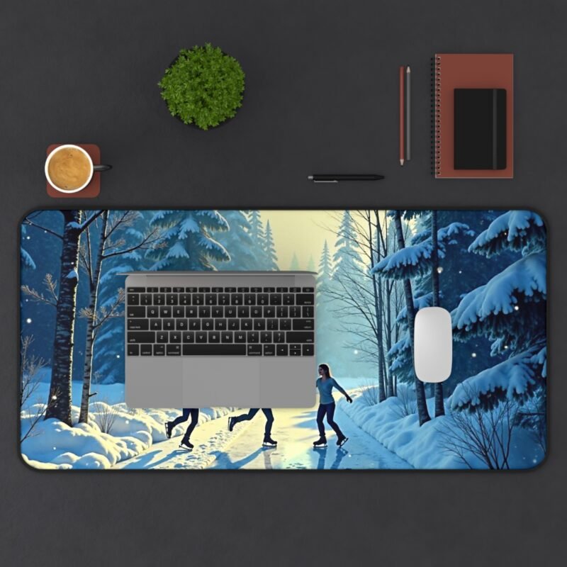 Winter Wonderland Desk Mat with Scenic Skating Forest Design - Image 11
