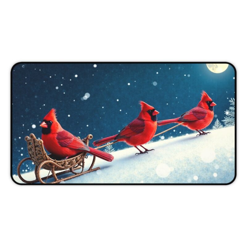 Winter Wonderland Desk Mat with Cardinals Sleigh Design for Festive Elegance - Image 5
