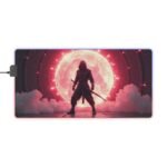 Gaming Mouse Pad with LED Design Featuring Warrior and Glowing Red Portal
