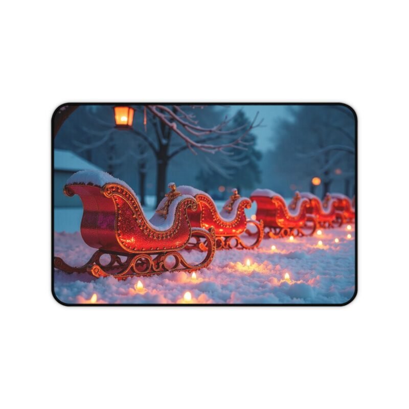 Festive Christmas Desk Mat Sleigh Design for Holiday Workspace Decor