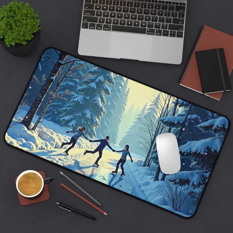 Winter Wonderland Desk Mat with Scenic Skating Forest Design - Image 8