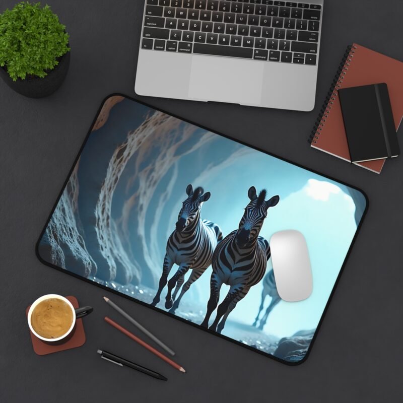 Nature Desk Mat with Zebra Design Mysterious Cave Tunnel Theme - Image 4