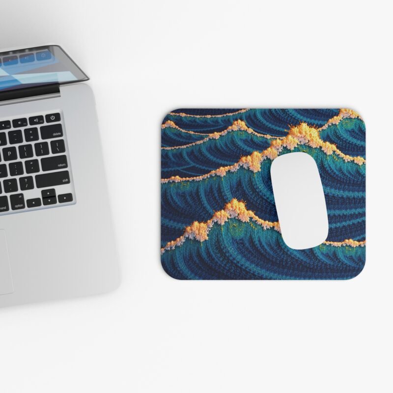 Ocean Desk Mat - Artistic Blue Waves with Coral Accents for Inspiring Workspaces - Image 4