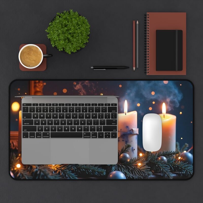 Holiday Desk Mat with Cozy Candlelight and Evergreen Design for Festive Ambiance - Image 7