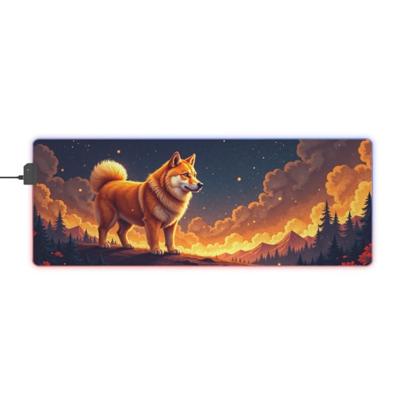 Shiba Inu Gaming Mouse Pad with Twilight Forest Design for Immersive Gameplay - Image 5