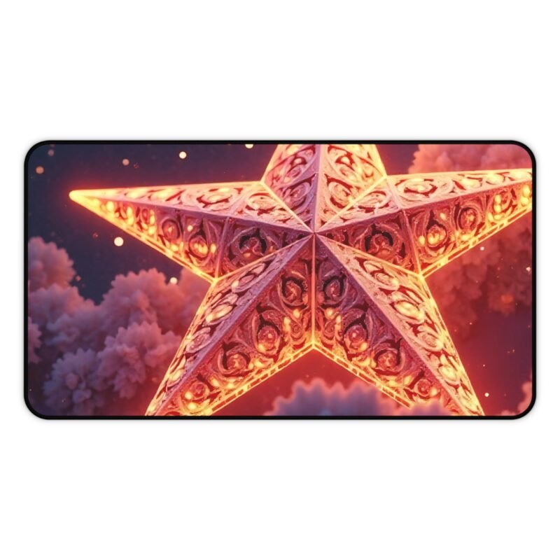 Galaxy Desk Mat with Radiant Star Glow and Cosmic Cloud Design - Image 5