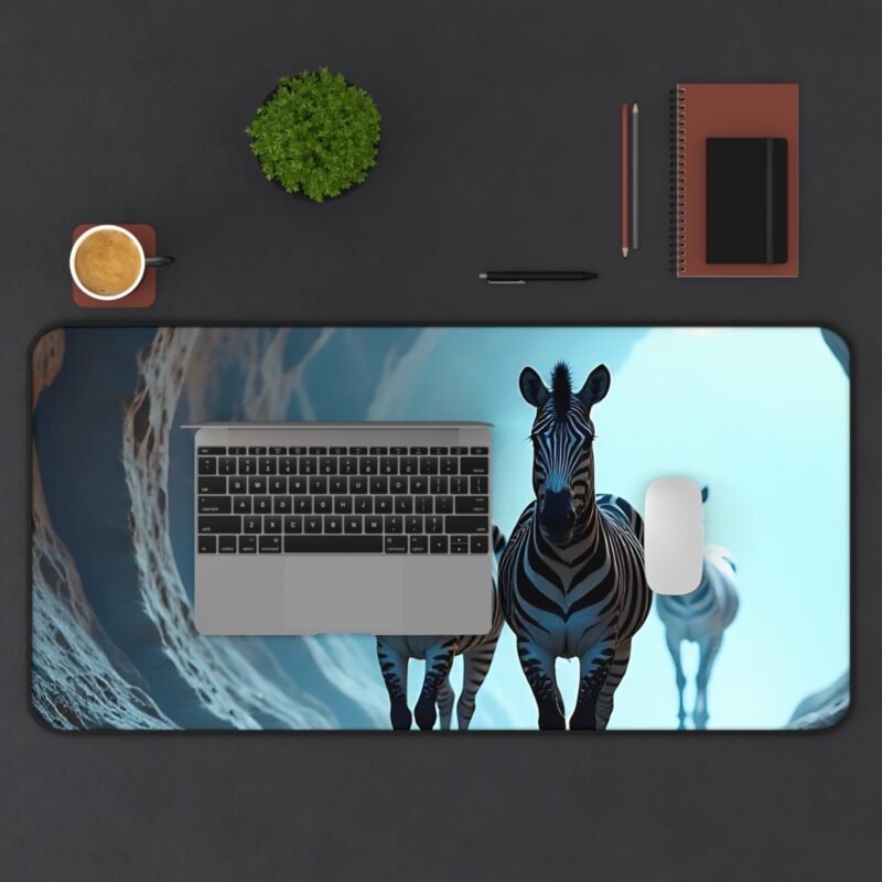 Nature Desk Mat with Zebra Design Mysterious Cave Tunnel Theme - Image 11