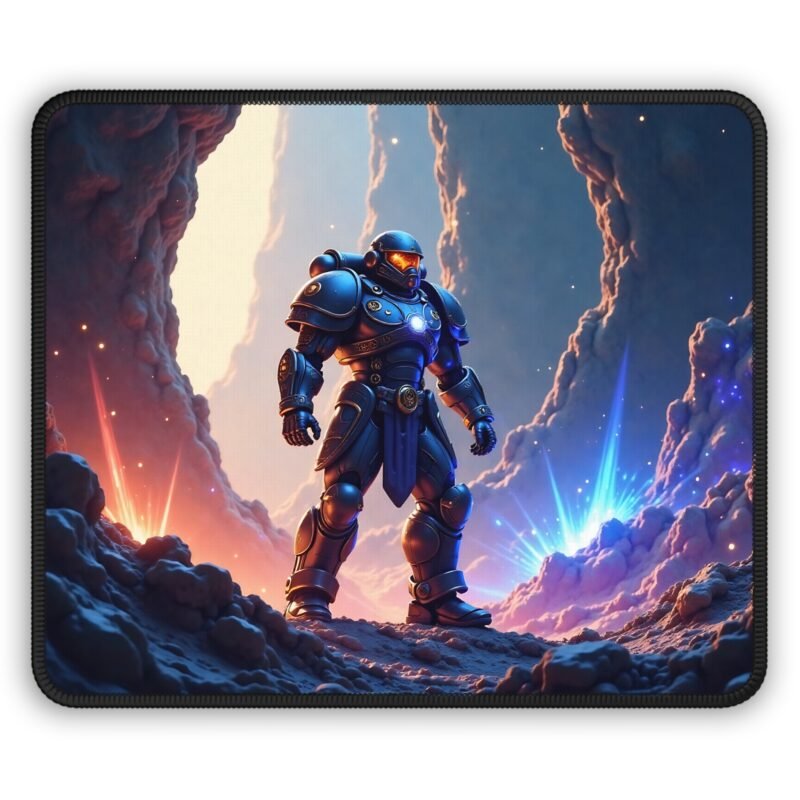 Gaming Mouse Pad with Space Design Featuring Epic Space Warrior for Precision Gameplay