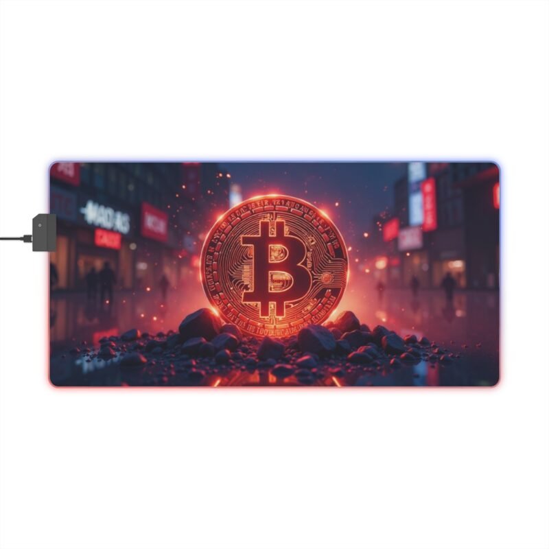 Bitcoin Gaming Mouse Pad with Neon Design for Precision and Style