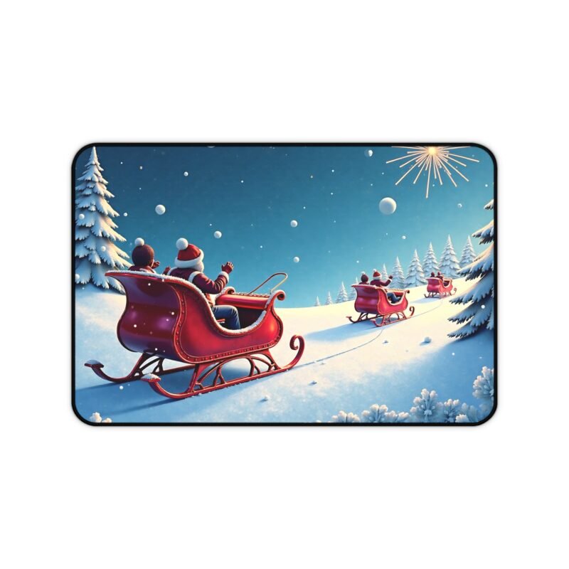 Christmas Desk Mat Sleigh Ride Design Festive and Winter-Themed Office Decor