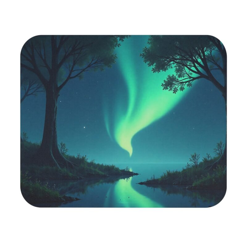 Aurora Borealis Desk Mat Northern Forest Nightscape Large Computer Mouse Pad