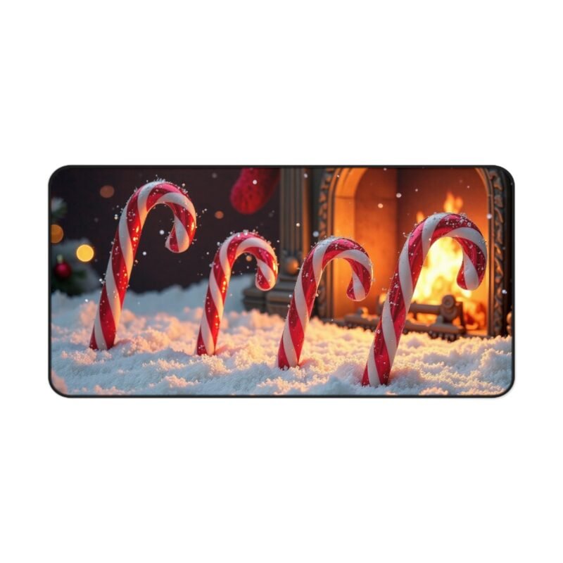 Winter Wonderland Christmas Desk Mat with Festive Candy Cane Design - Image 9