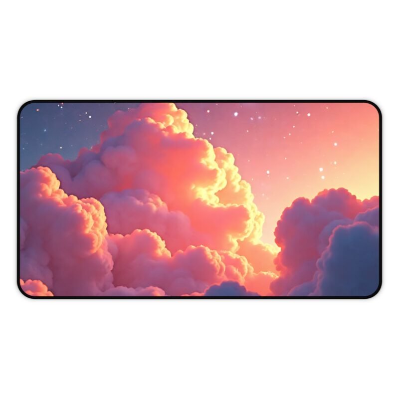 Space-Themed Mouse Pad with Sunrise Clouds and Twinkling Stars for Creative Workspaces - Image 5