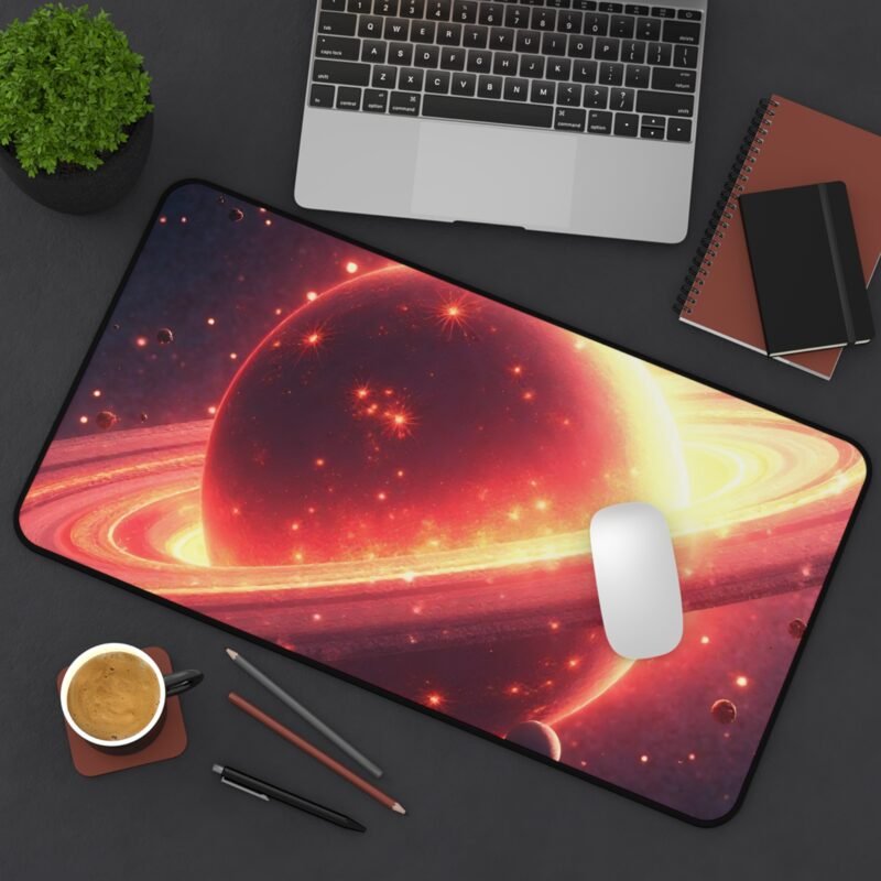 Cosmic Space Desk Mat with Celestial Planet and Starry Galaxy Design - Image 8