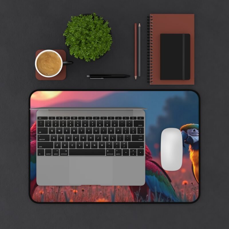 Nature Desk Mat with Majestic Parrot Design and Full Moon Glow - Image 3
