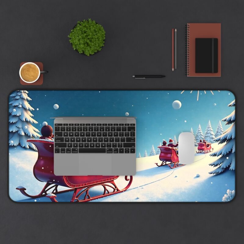 Christmas Desk Mat Sleigh Ride Design Festive and Winter-Themed Office Decor - Image 11