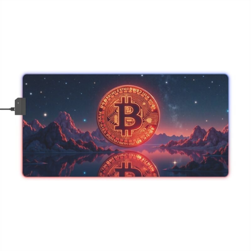 Bitcoin Gaming Mouse Pad with RGB Lighting for Gamers and Crypto Enthusiasts