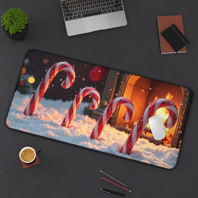 Winter Wonderland Christmas Desk Mat with Festive Candy Cane Design - Image 12