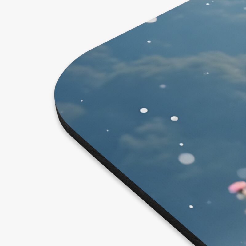 Nature Desk Mat with Red and Pink Flowers and Misty Mountain Backdrop - Image 2