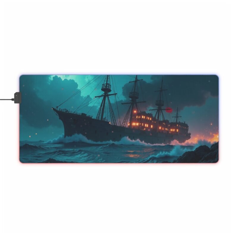 Extended Gaming Mouse Pad with Durable Design and Ocean Battle Artwork - Image 9