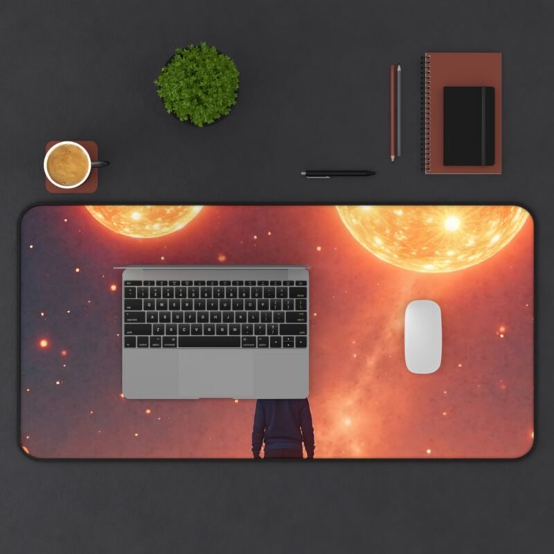 Galaxy Desk Mat Cosmic Design with Twin Celestial Orbs for Space Enthusiasts and Creative Inspiration - Image 11