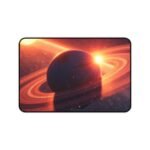 Galaxy Desk Mat with Cosmic Planet Design and Illuminated Ring System