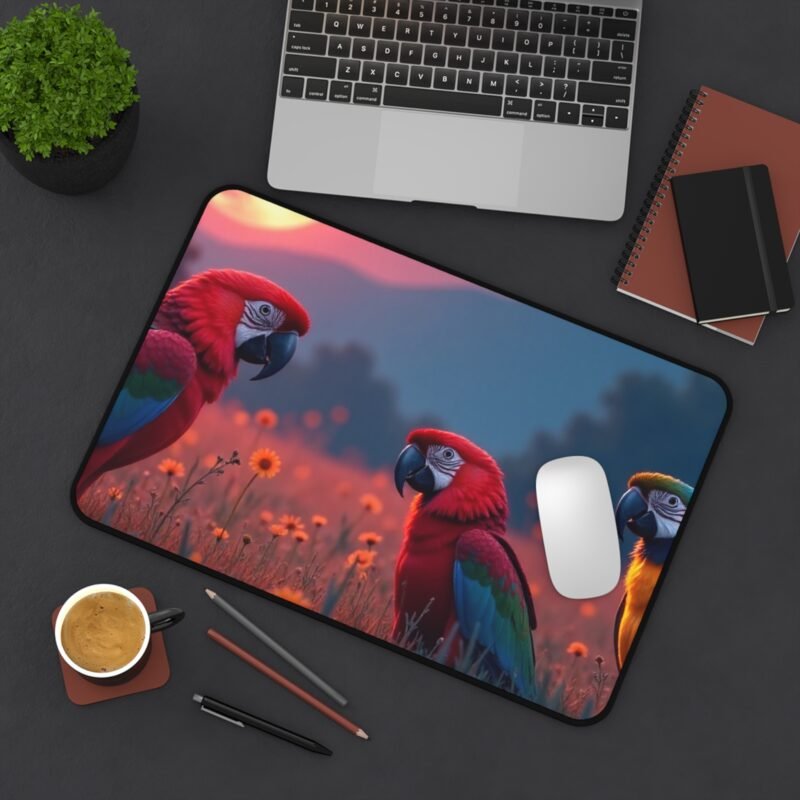 Nature Desk Mat with Majestic Parrot Design and Full Moon Glow - Image 4