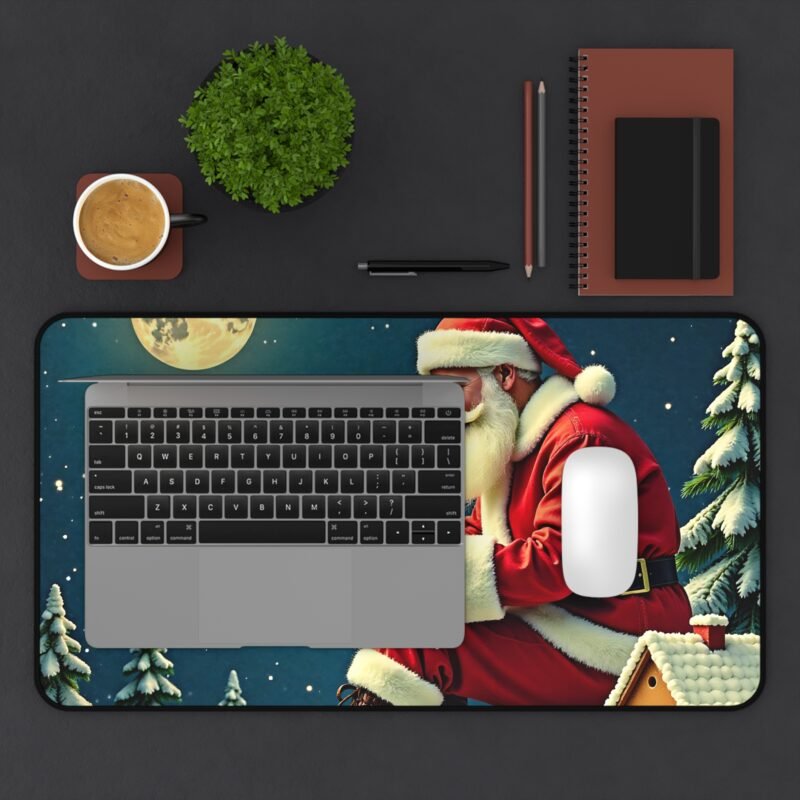 Santa Claus Christmas Desk Mat with Winter Moonlight Scene for Festive Workspaces - Image 7
