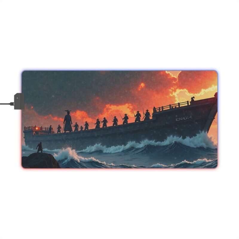 Samurai Gaming Mouse Pad with Epic Warrior Ship Design for Precision and Style