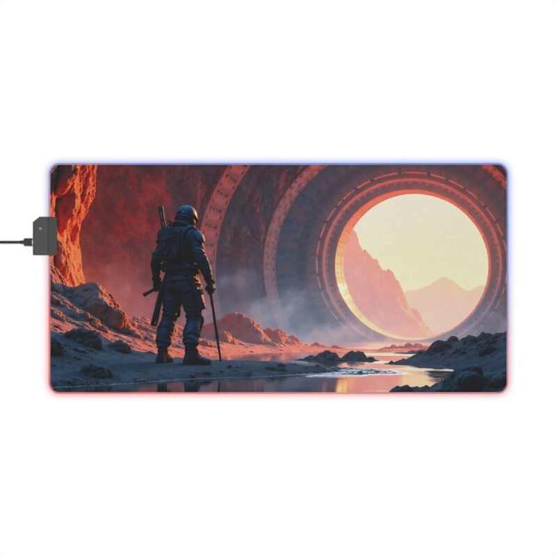 Gaming Mouse Pad with Unique Design Featuring Alien Gateway and Explorer Theme