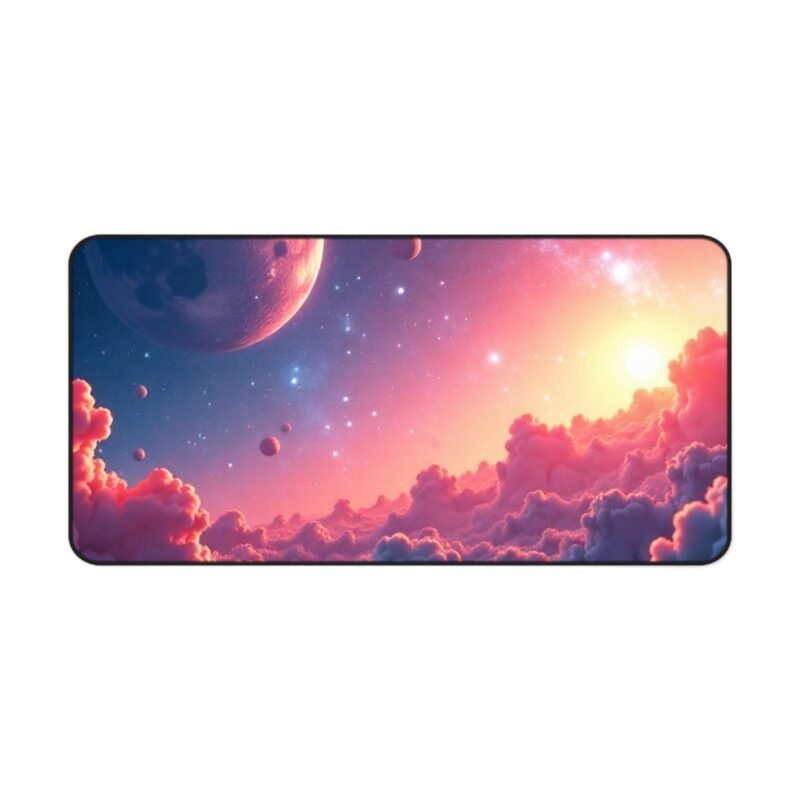 Cosmic Dreams Space Themed Desk Mat with Starlit Sky and Floating Planets - Image 9