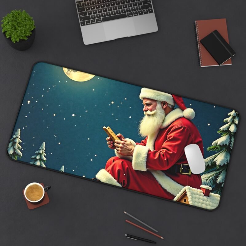 Santa Claus Christmas Desk Mat with Winter Moonlight Scene for Festive Workspaces - Image 12