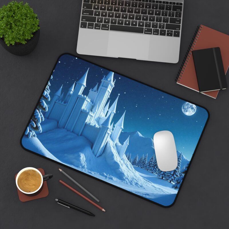 Winter Fantasy Desk Mat with Snowy Castle and Starlit Sky - Image 4