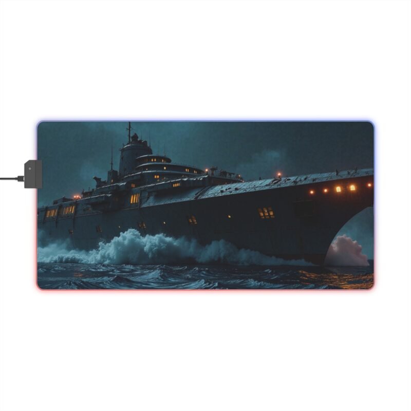 Gaming Mouse Pad LED Naval Design with Precision Surface and RGB Lighting