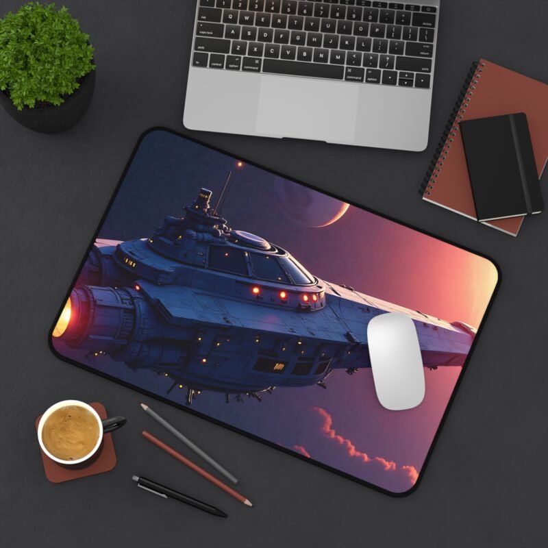 Space Desk Mat with Sci-Fi Spacecraft Design and Alien Horizon Scene - Image 4