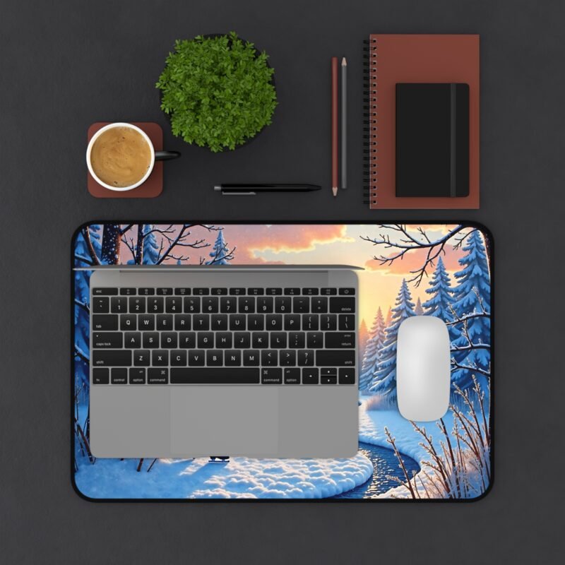 Winter Desk Mat with Tranquil Snowy Landscape for a Calming Workspace - Image 3
