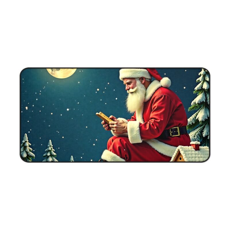 Santa Claus Christmas Desk Mat with Winter Moonlight Scene for Festive Workspaces - Image 9