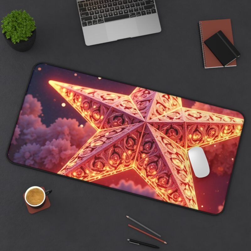 Galaxy Desk Mat with Radiant Star Glow and Cosmic Cloud Design - Image 12