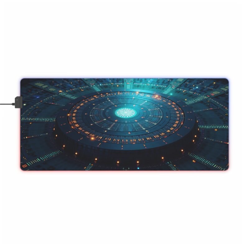 Futuristic Gaming Mouse Pad with Sci-Fi Blue Glow and High-Tech Design - Image 9