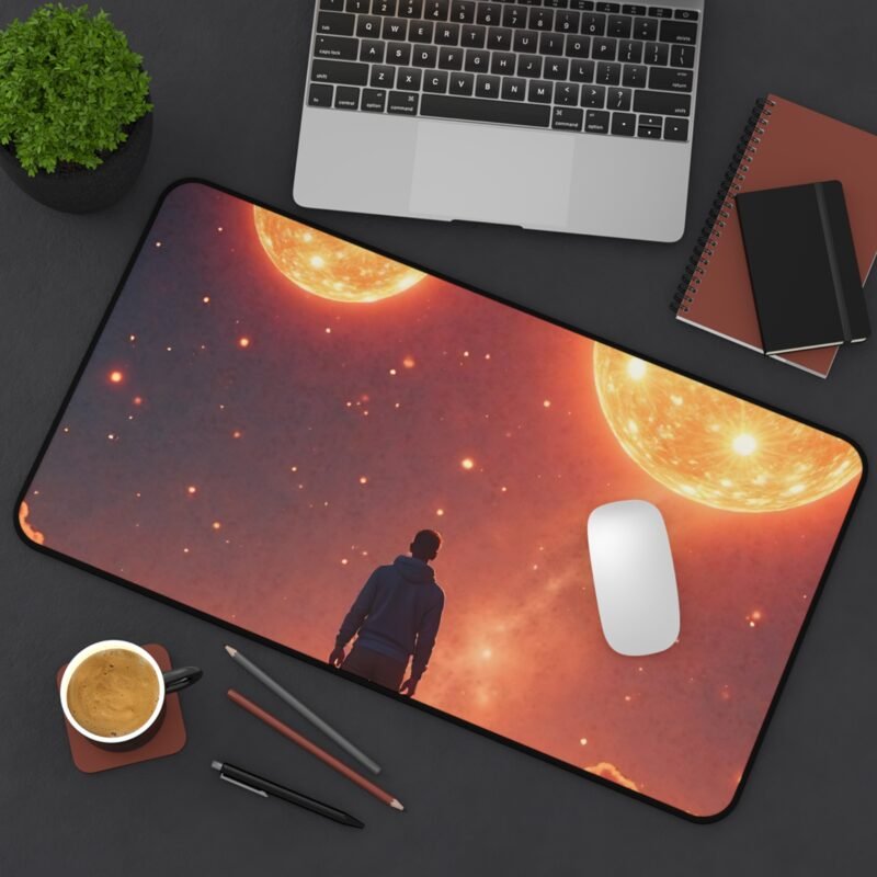 Galaxy Desk Mat Cosmic Design with Twin Celestial Orbs for Space Enthusiasts and Creative Inspiration - Image 8