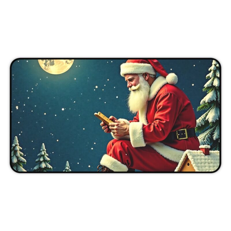 Santa Claus Christmas Desk Mat with Winter Moonlight Scene for Festive Workspaces - Image 5