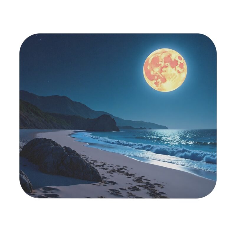 Moonlit Desk Mat with Tranquil Beach and Full Moon Design for Inspired Workspaces