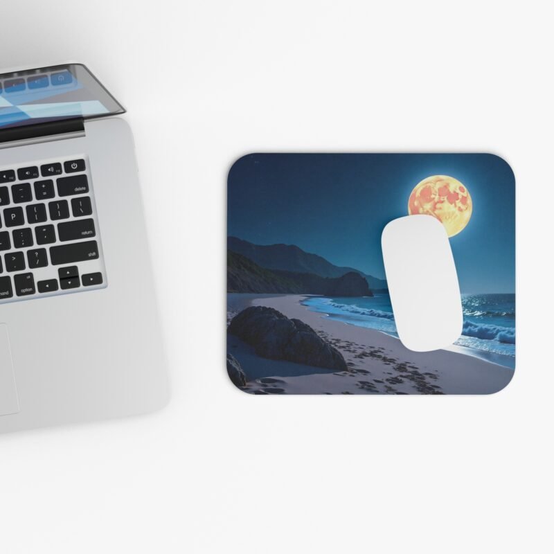 Moonlit Desk Mat with Tranquil Beach and Full Moon Design for Inspired Workspaces - Image 4