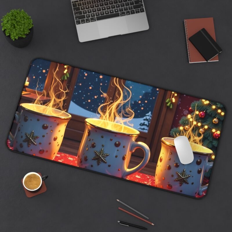 Cozy Christmas Desk Mat with Festive Mug Design for Holiday Vibes - Image 12