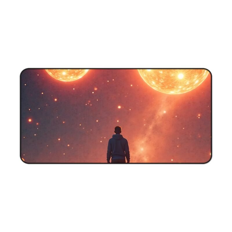 Galaxy Desk Mat Cosmic Design with Twin Celestial Orbs for Space Enthusiasts and Creative Inspiration - Image 9