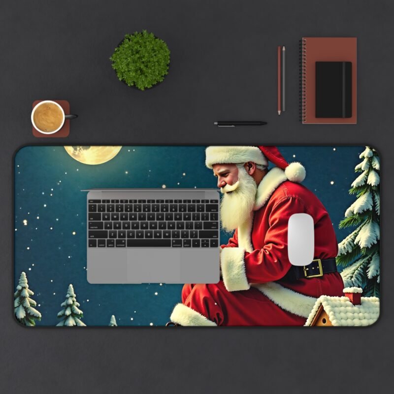 Santa Claus Christmas Desk Mat with Winter Moonlight Scene for Festive Workspaces - Image 11