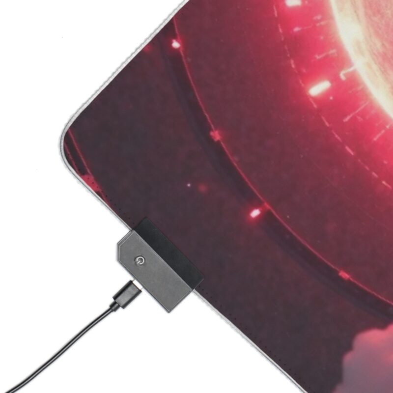 Gaming Mouse Pad with LED Design Featuring Warrior and Glowing Red Portal - Image 11