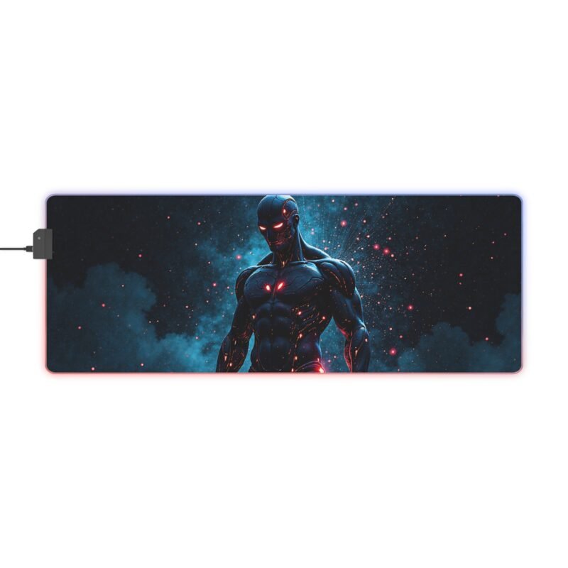 LED Gaming Mouse Pad Warrior Design with Cosmic Backdrop for Gamers - Image 5