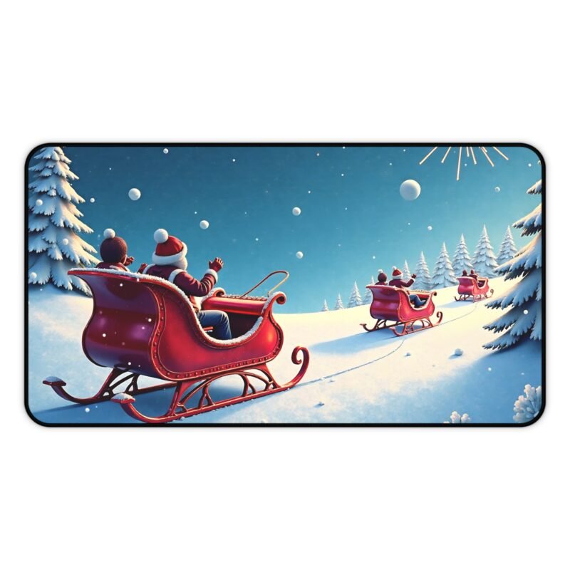 Christmas Desk Mat Sleigh Ride Design Festive and Winter-Themed Office Decor - Image 5